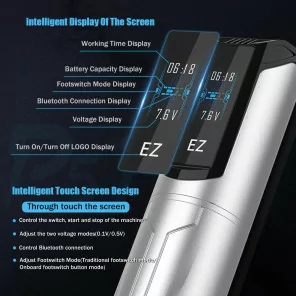 EZ Tattoo P5 Touchscreen Kabelloser Maschinenstift (Schwarz/Silber)